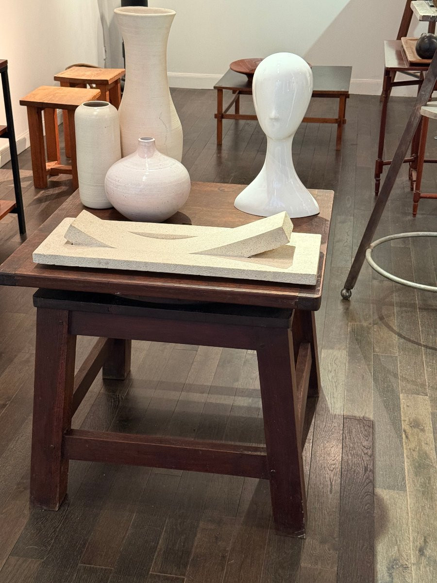 Grosse sellette de sculpteur en chene à plateau pivotant -photo-4