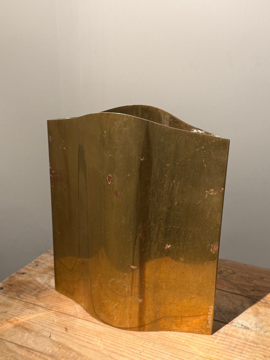 Vase sculpture en laiton doré de Dolly Moreno circa 1960-70-photo-2