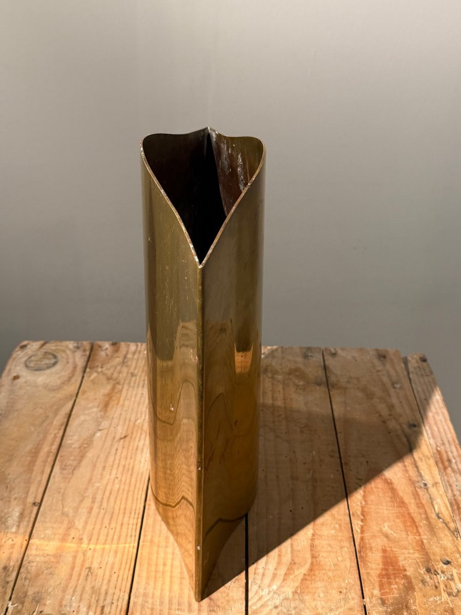 Vase sculpture en laiton doré de Dolly Moreno circa 1960-70-photo-3