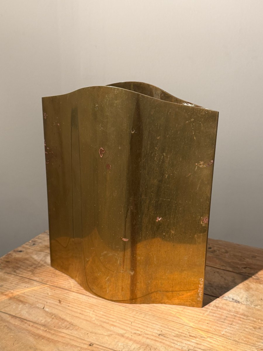 Vase sculpture en laiton doré de Dolly Moreno circa 1960-70-photo-4