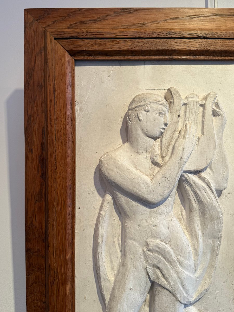 Bas relief en platre allégorie de la musique et de la peinture vers 1940-photo-2