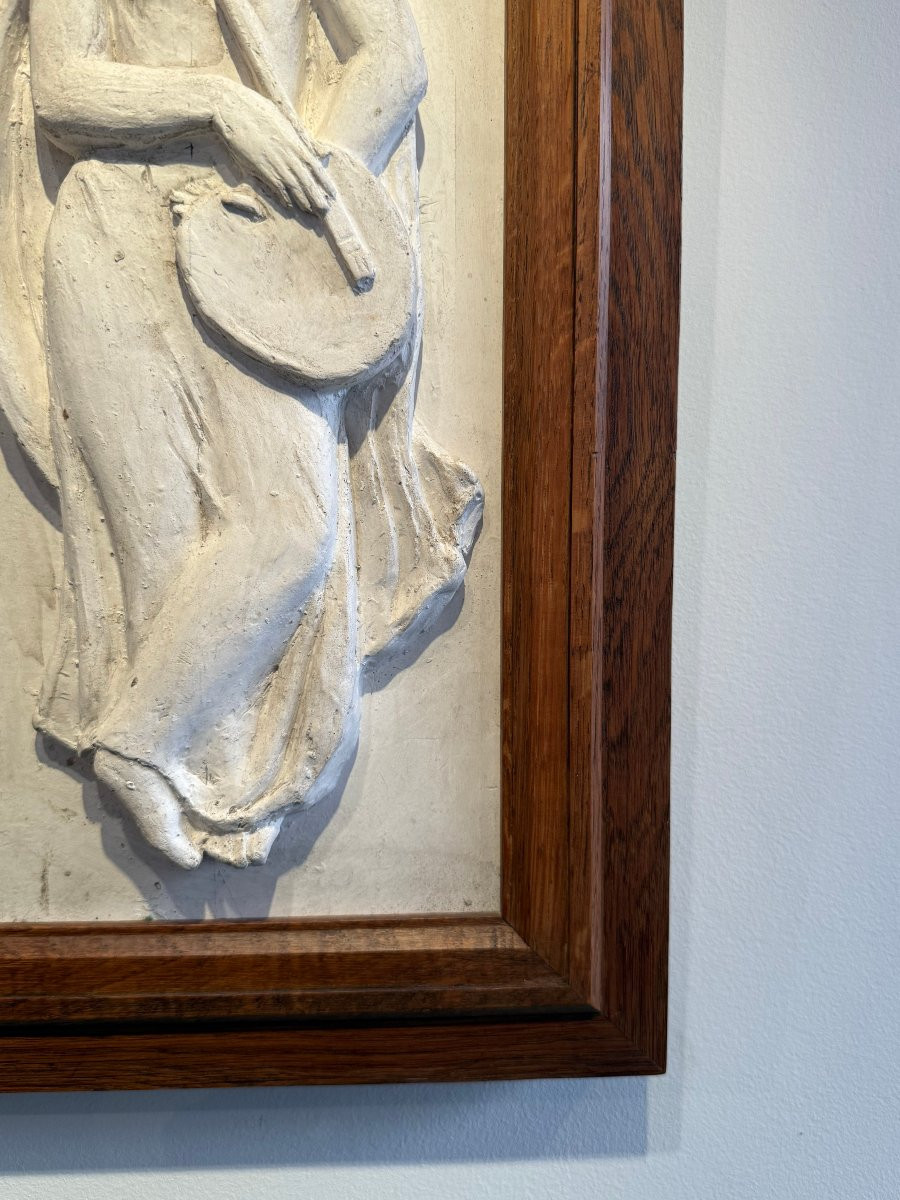 Bas relief en platre allégorie de la musique et de la peinture vers 1940-photo-4