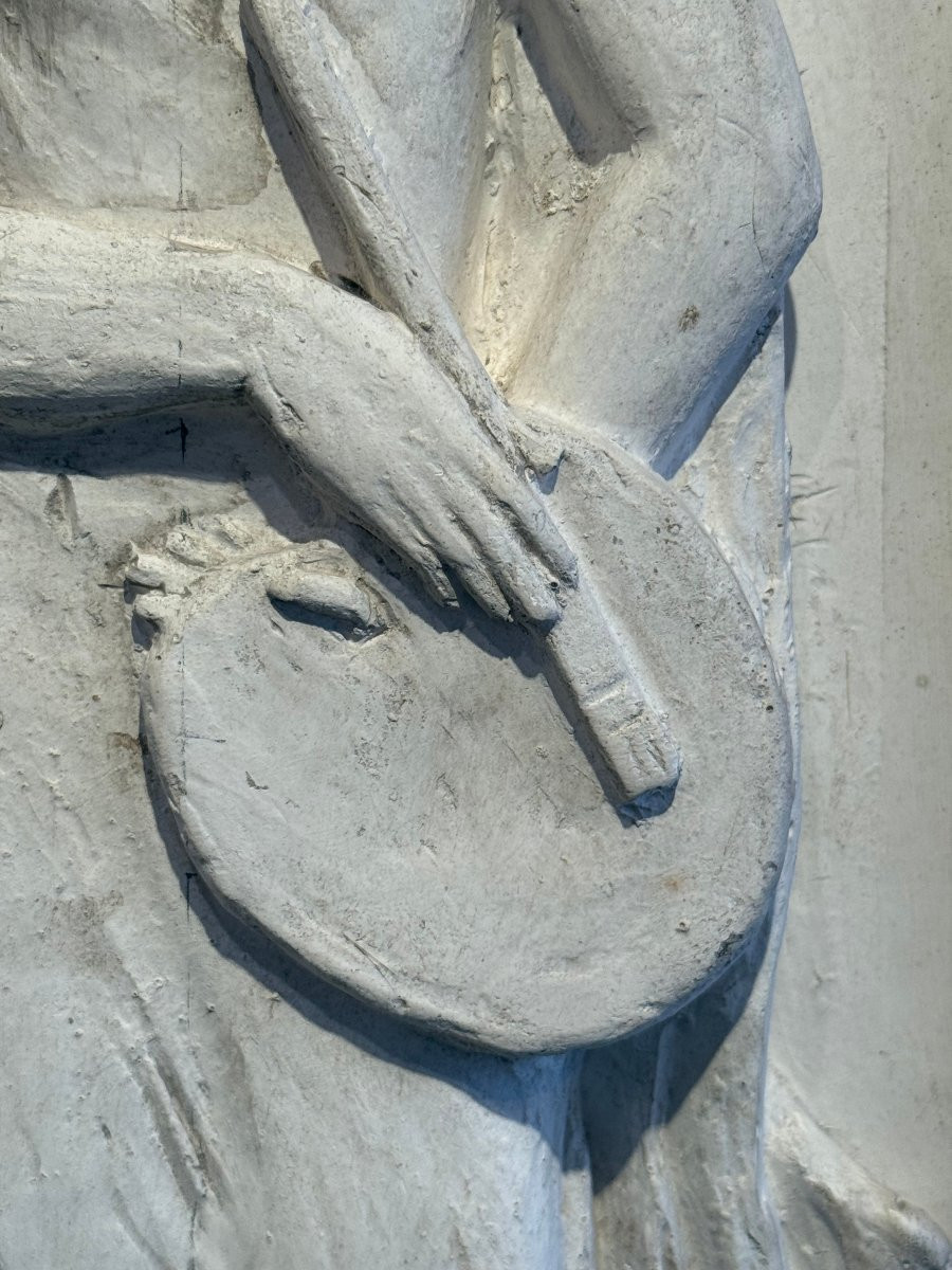 Bas relief en platre allégorie de la musique et de la peinture vers 1940-photo-2
