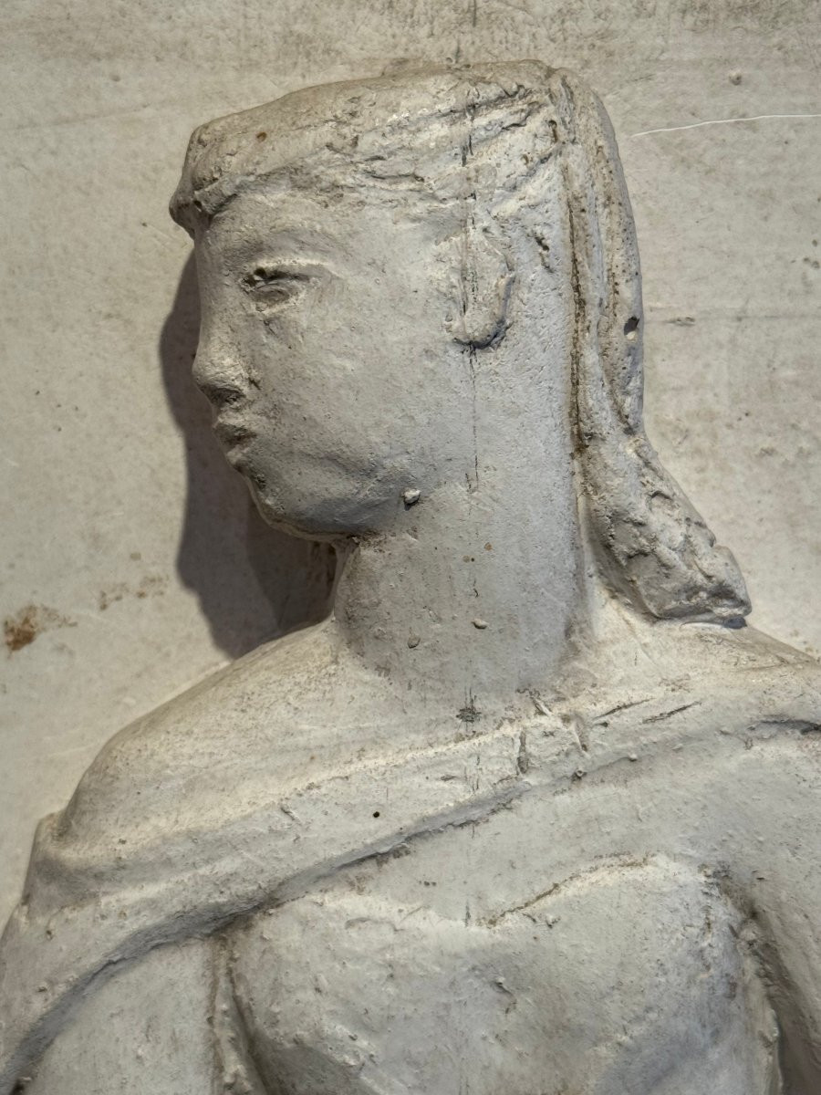 Bas relief en platre allégorie de la musique et de la peinture vers 1940-photo-5