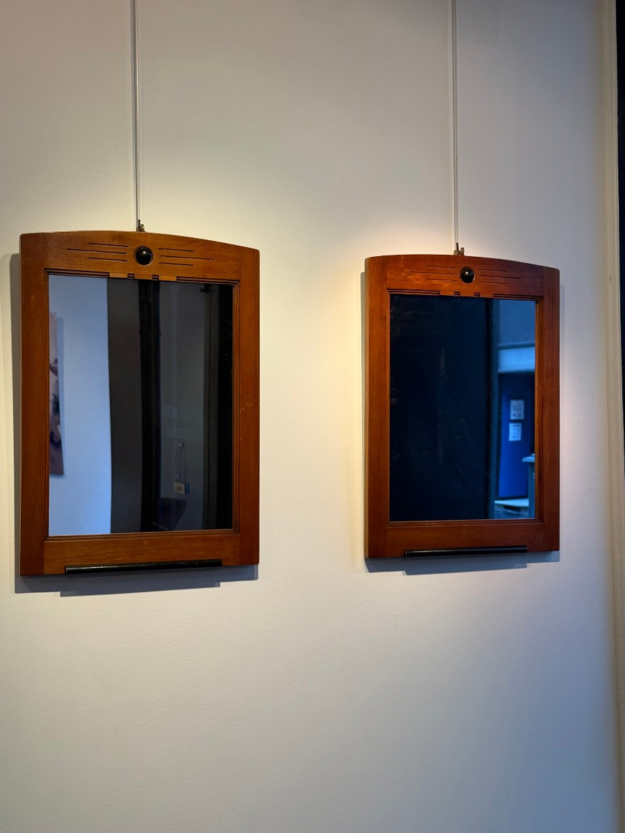 Pair Of Maple Wood Mirrors, Northern Italy Circa 1910
