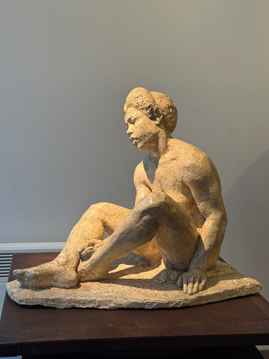 Grand platre africaniste début XXe dans le gout de Herbert Ward -photo-3