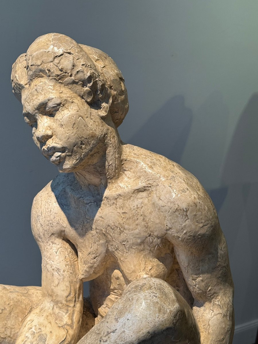 Grand platre africaniste début XXe dans le gout de Herbert Ward -photo-4