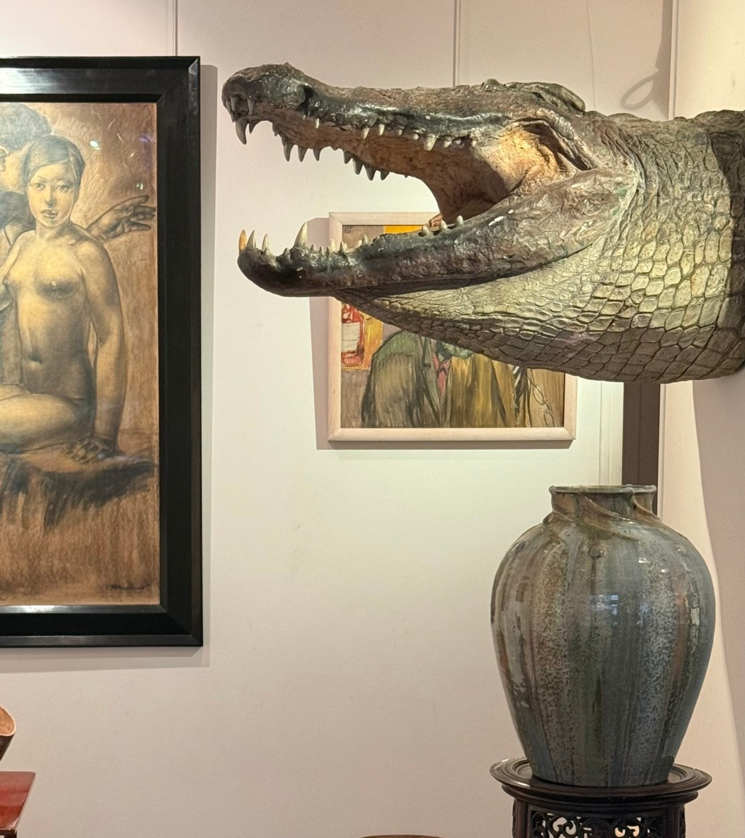 Tete de crocodile grandeur nature en fibre de verre 