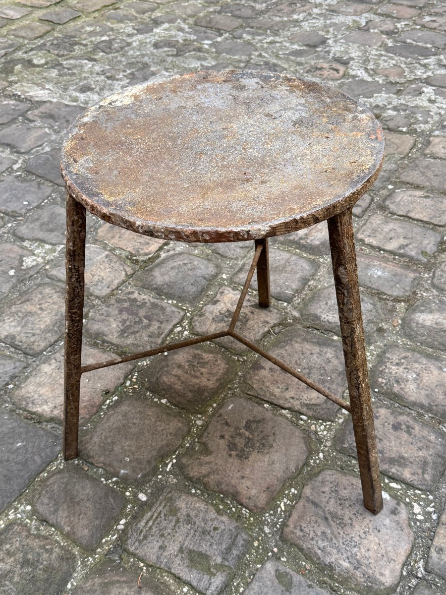 A Metal Tripod Pedestal Table From A Potter's Workshop-photo-2