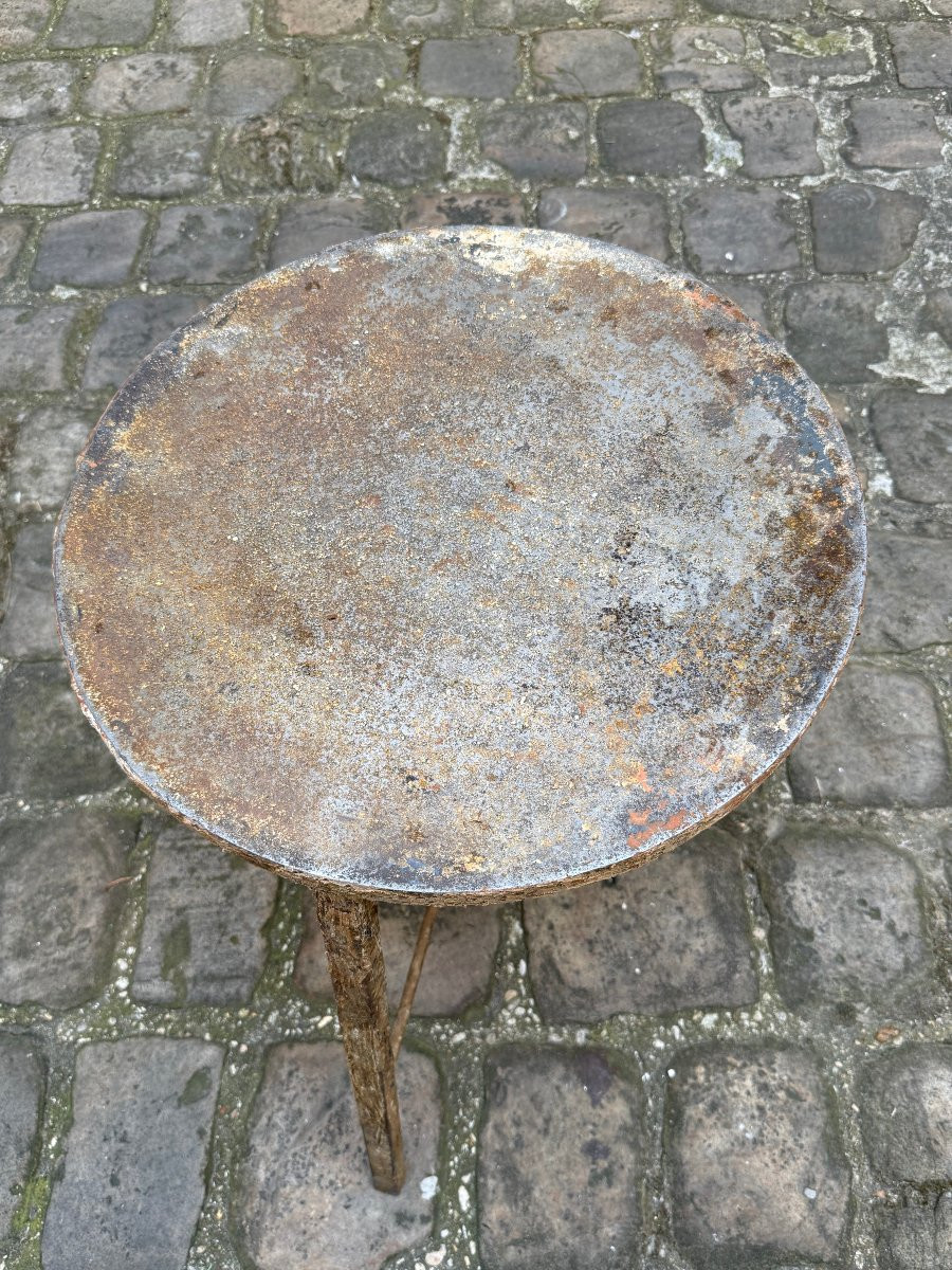 A Metal Tripod Pedestal Table From A Potter's Workshop-photo-3