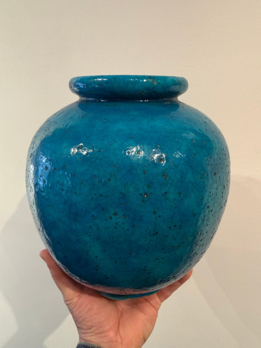 vase en céramique bleu Lachenal -photo-4