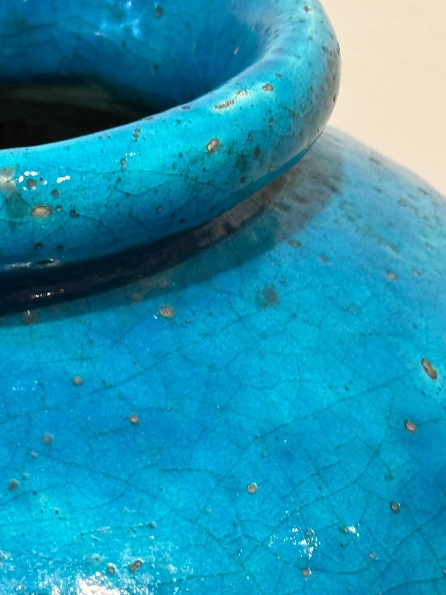 vase en céramique bleu Lachenal -photo-1