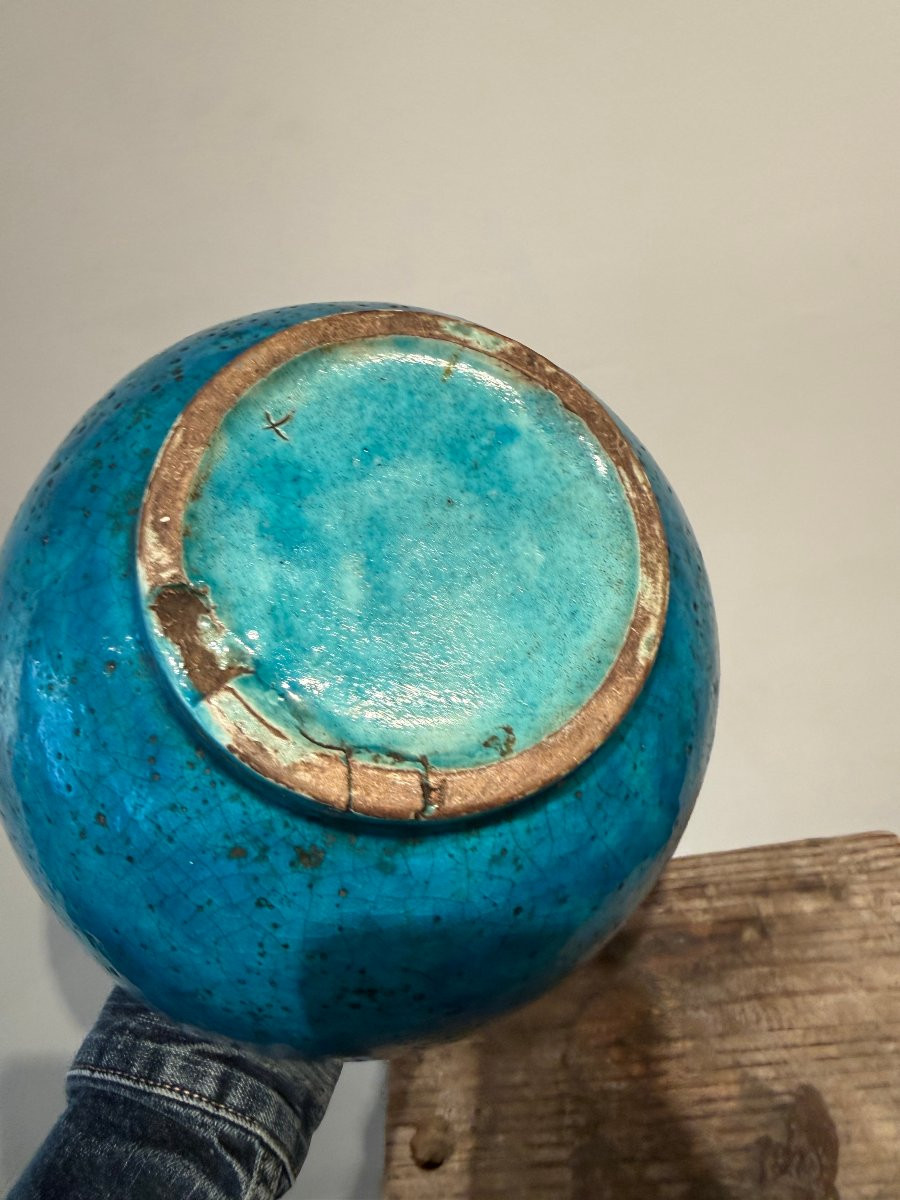 vase en céramique bleu Lachenal -photo-2