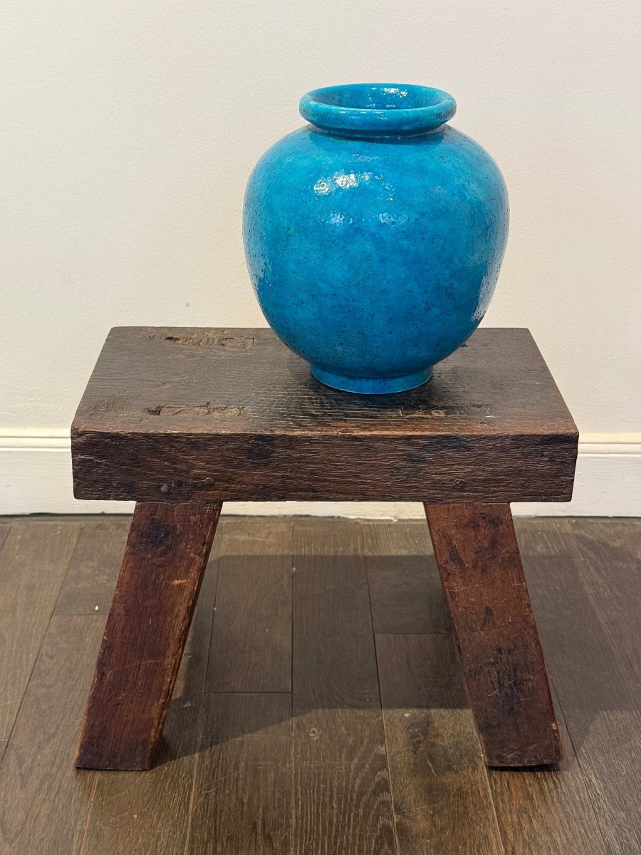 vase en céramique bleu Lachenal -photo-3