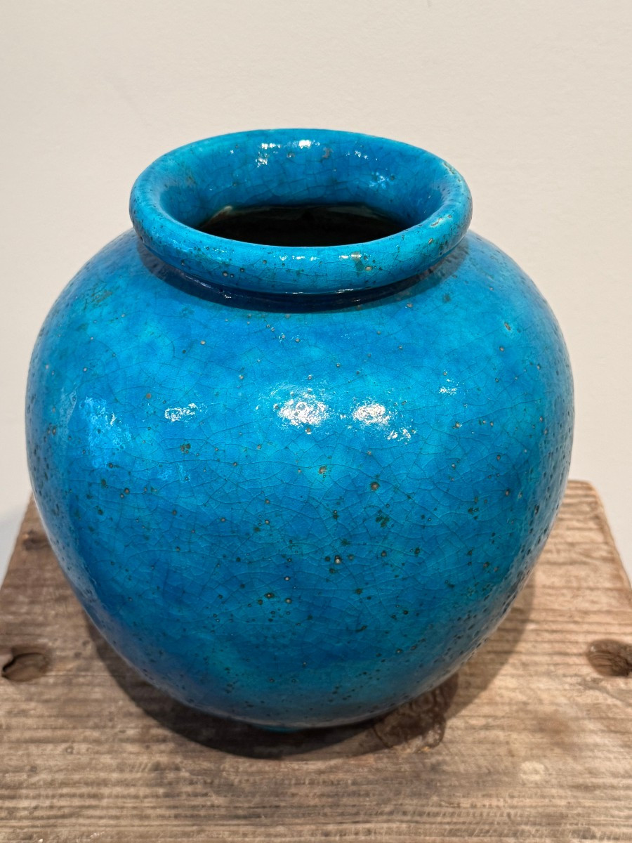 vase en céramique bleu Lachenal 