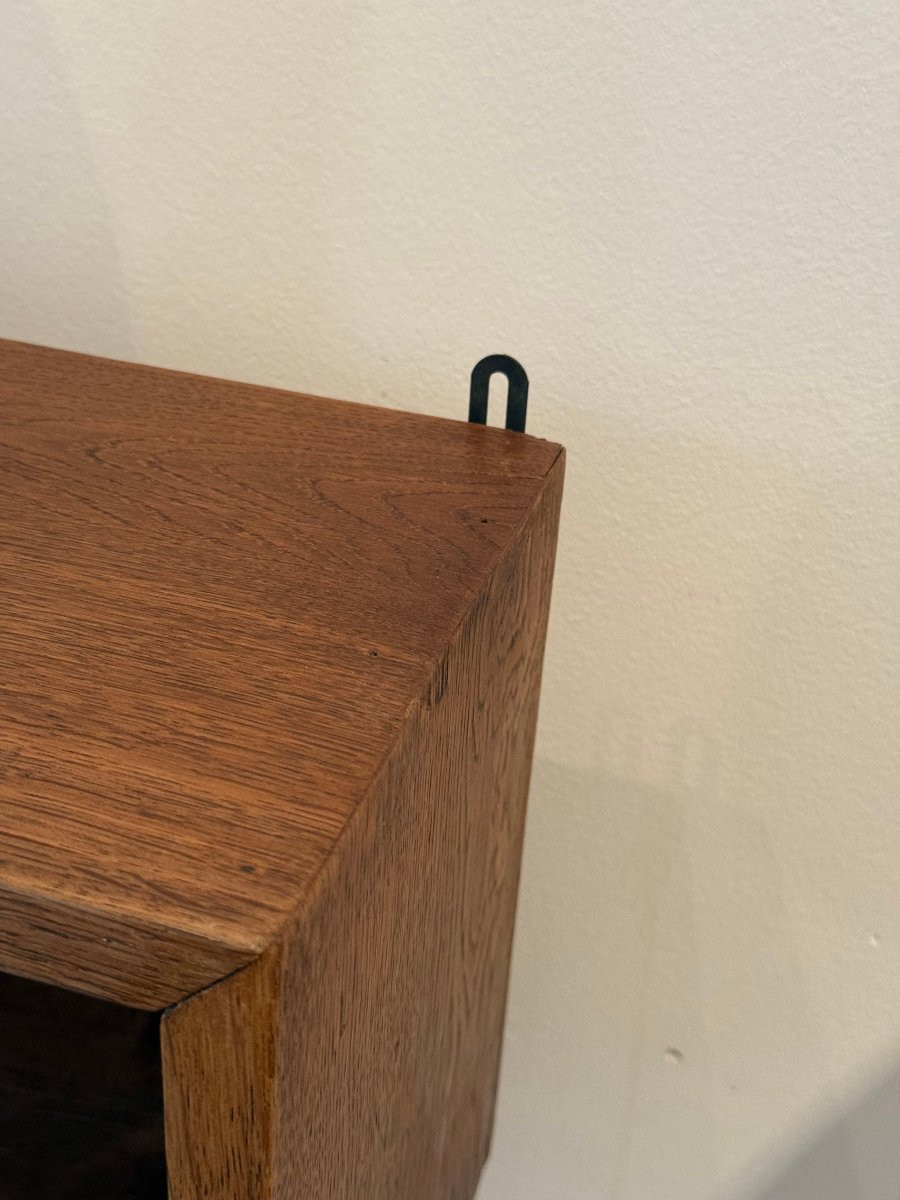 Large Solid Oak 3-box Wall Shelf Circa 1950-photo-3