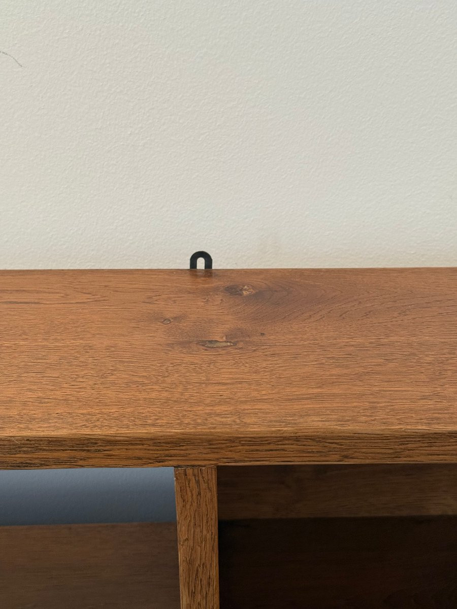 Large Solid Oak 3-box Wall Shelf Circa 1950-photo-4