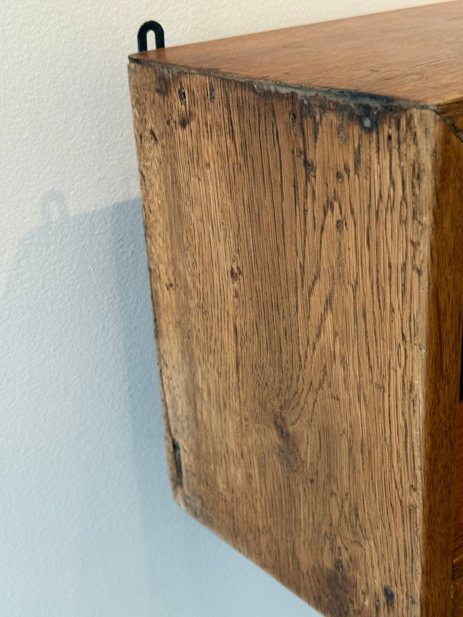 Large Solid Oak 3-box Wall Shelf Circa 1950-photo-1