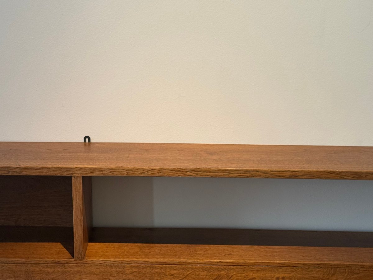 Large Solid Oak 3-box Wall Shelf Circa 1950-photo-4