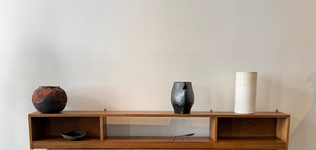 Large Solid Oak 3-box Wall Shelf Circa 1950