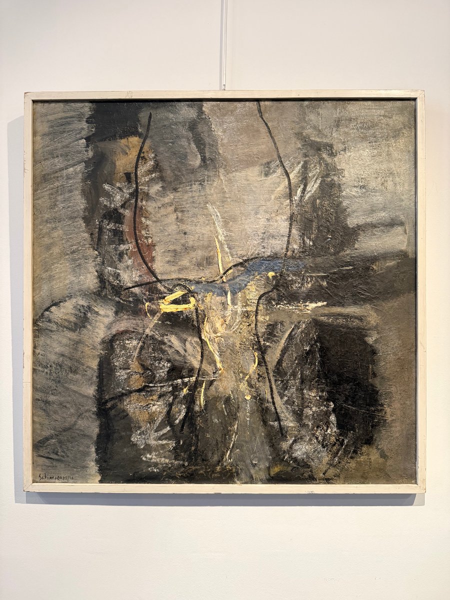 Abstract Painting By Paolo Schiavocampo,  Signed And Dated 1959-photo-2