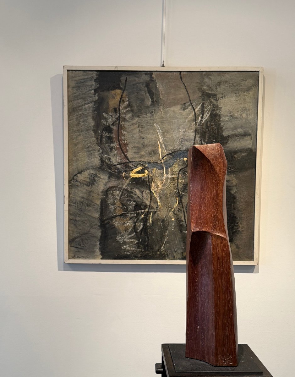 Abstract Painting By Paolo Schiavocampo,  Signed And Dated 1959-photo-4