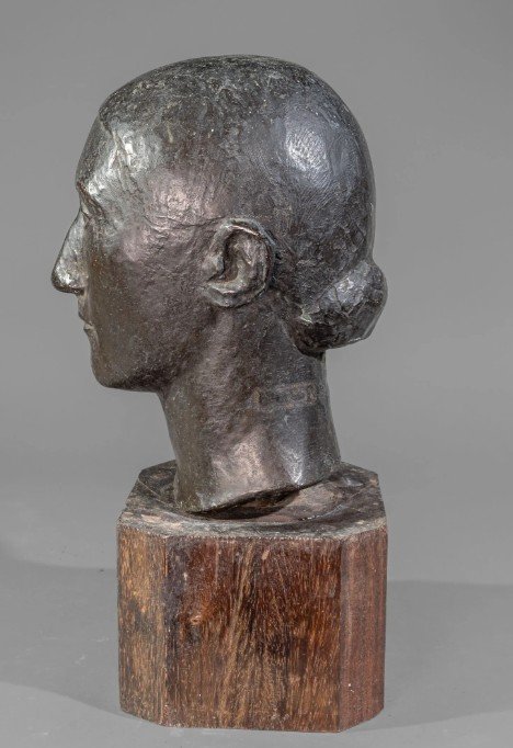 Portrait du peintre Marie Jolinon par Marcel Gimond , bronze vers 1930-photo-4
