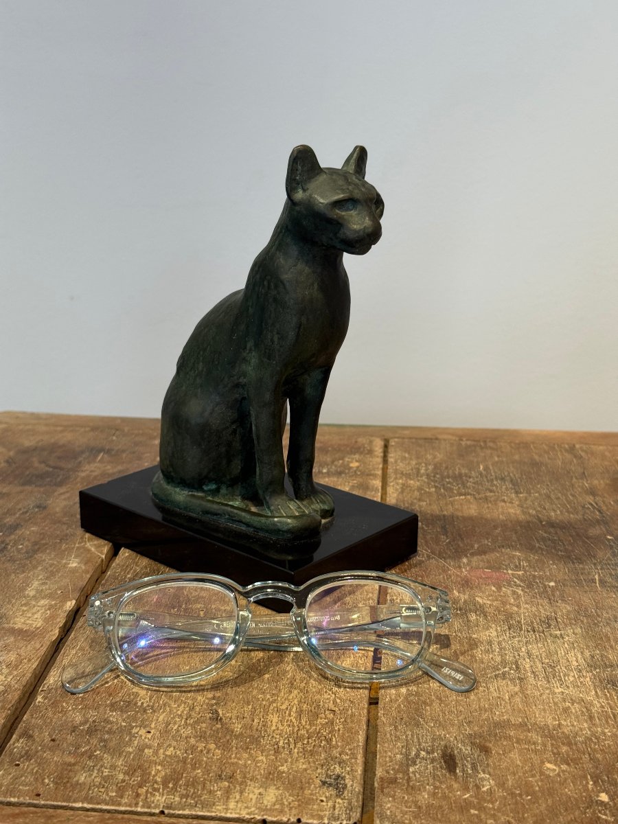 Bronze Bastet Cat, Cast In The 1950s By The French Museums, Based On An Ancient Model -photo-1