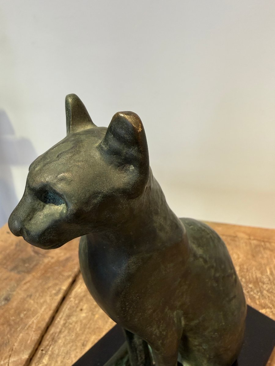 Bronze Bastet Cat, Cast In The 1950s By The French Museums, Based On An Ancient Model -photo-2