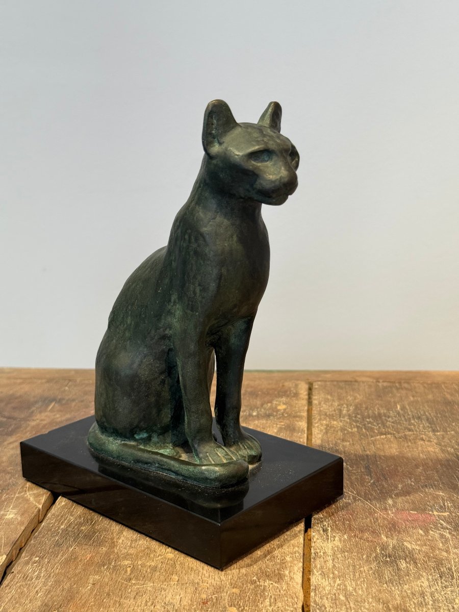 Bronze Bastet Cat, Cast In The 1950s By The French Museums, Based On An Ancient Model 