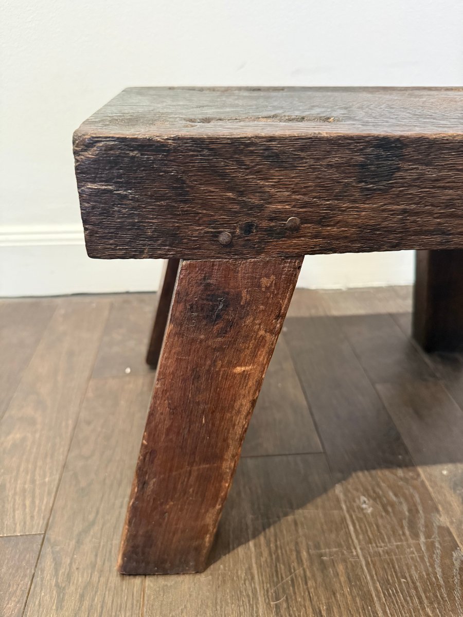 Japanese- Or Brutalist-stool Made Of Solid Oak -photo-1