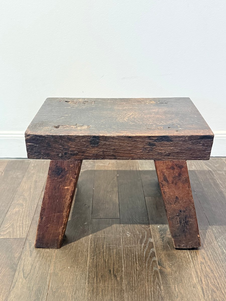Japanese- Or Brutalist-stool Made Of Solid Oak 