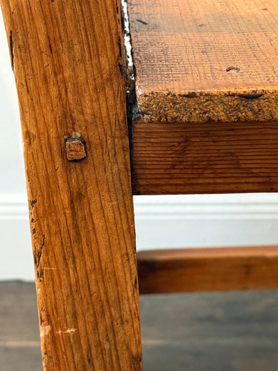 Fauteuil art populaire en bois massif (pin) fin 19 e début 20 e -photo-4