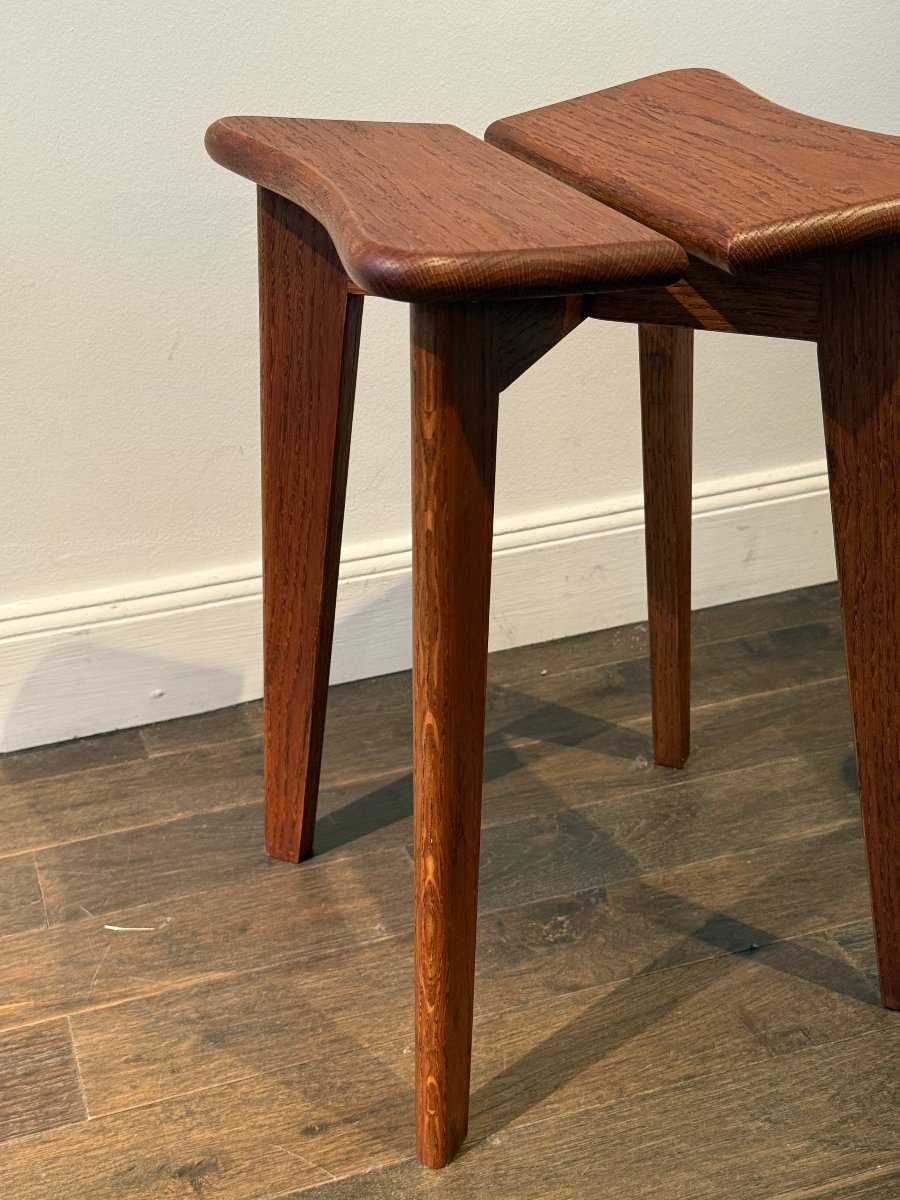 Paire de Tabourets modèle trèfle de Marcel Gascoin circa 1950-photo-4