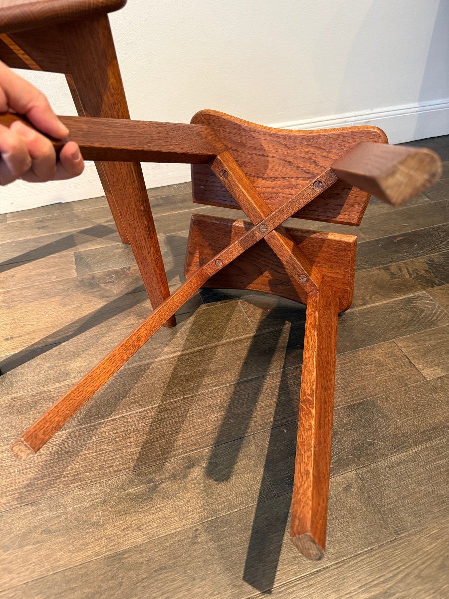 Paire de Tabourets modèle trèfle de Marcel Gascoin circa 1950-photo-3
