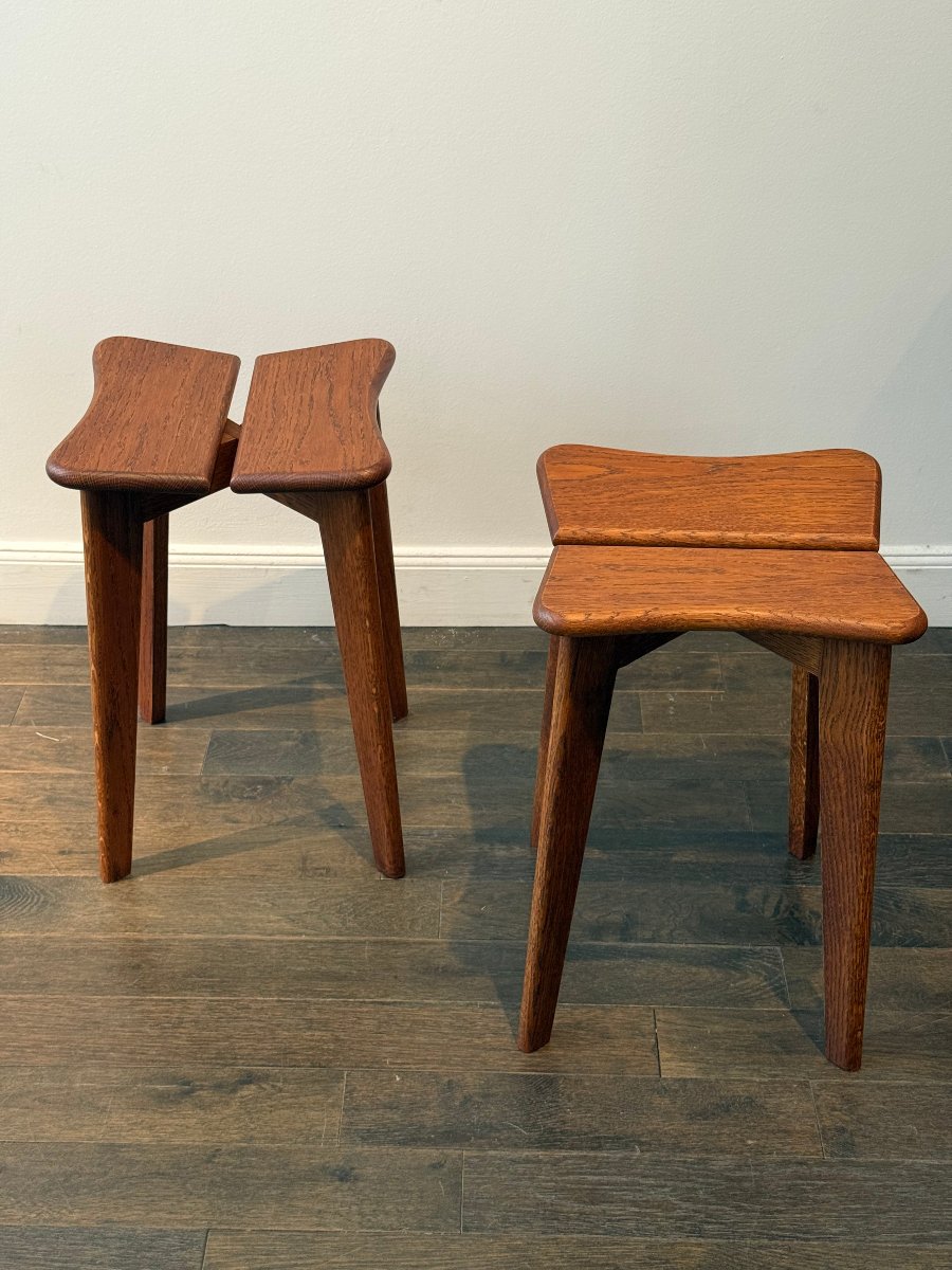 Paire de Tabourets modèle trèfle de Marcel Gascoin circa 1950