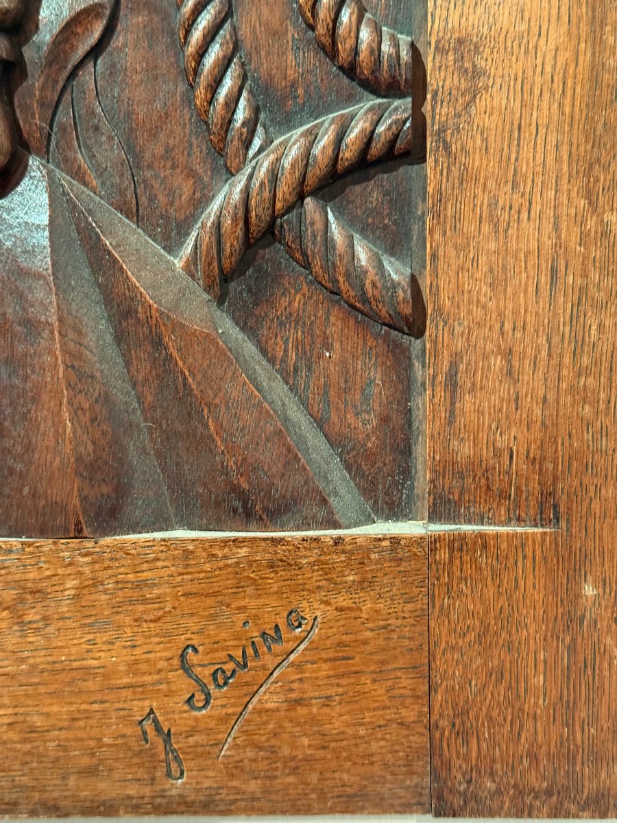 Les Terre-Neuvas, Bas relief en chene de Joseph Savina -photo-4