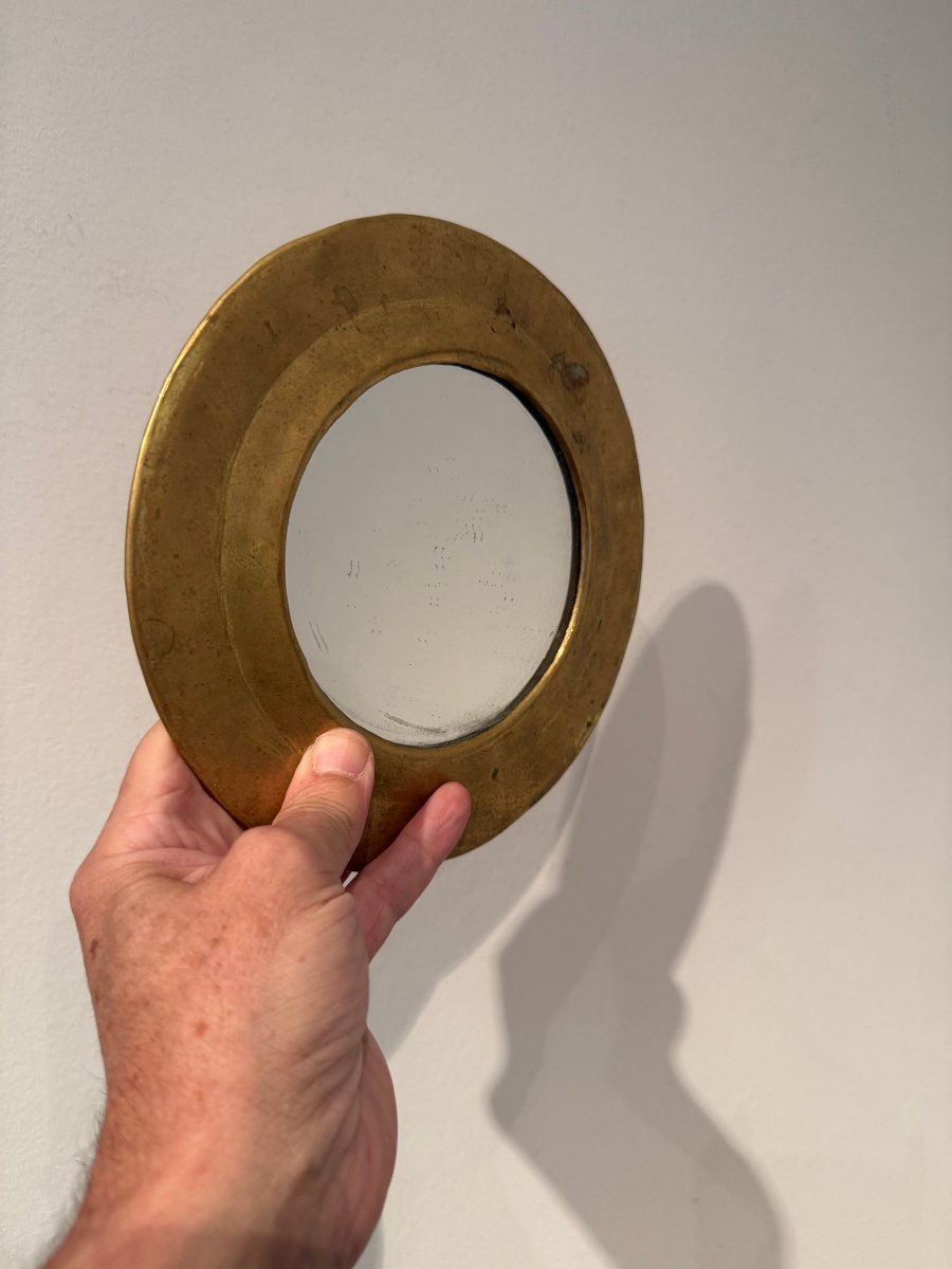 Petit miroir en laiton doré, travail anonyme vers 1960-photo-3
