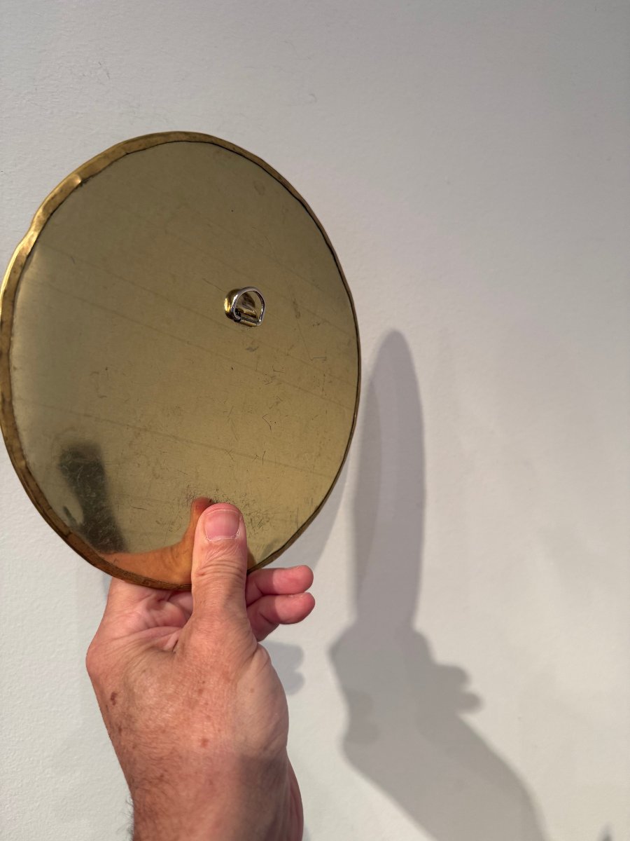 Petit miroir en laiton doré, travail anonyme vers 1960-photo-4