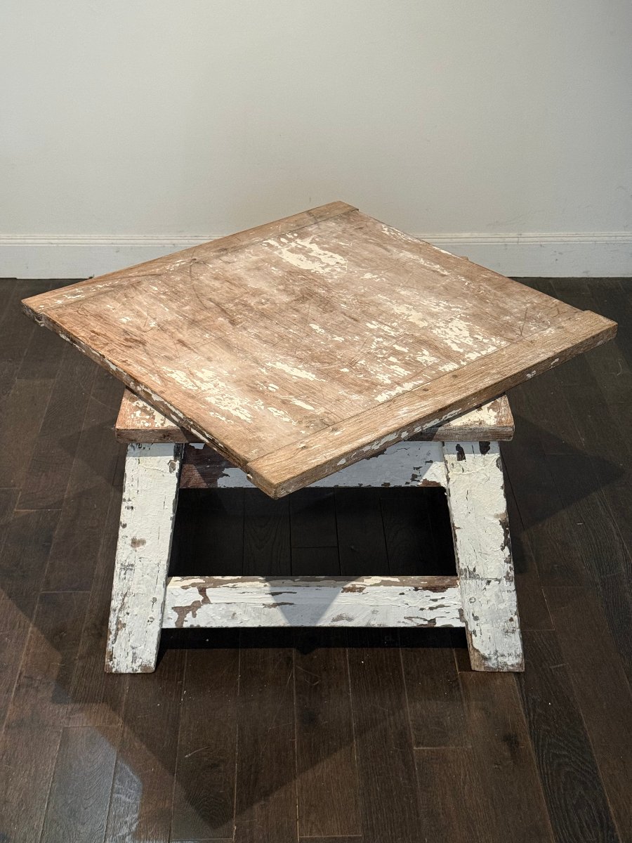 Low Sculpture Stand  From An Artist's Studio, With A Rotating Tray-photo-2