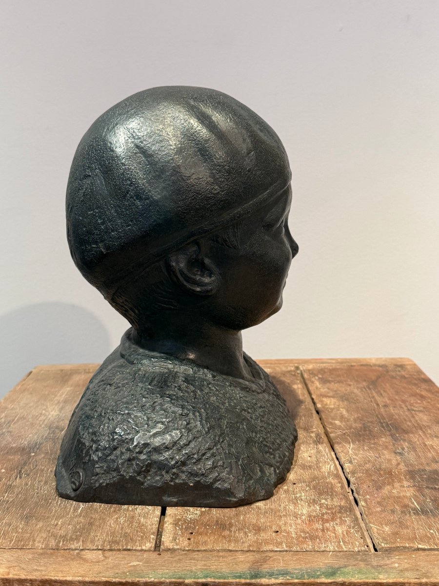 Jacques Au Béret, A Bronze Sculpture By André Abbal -photo-4