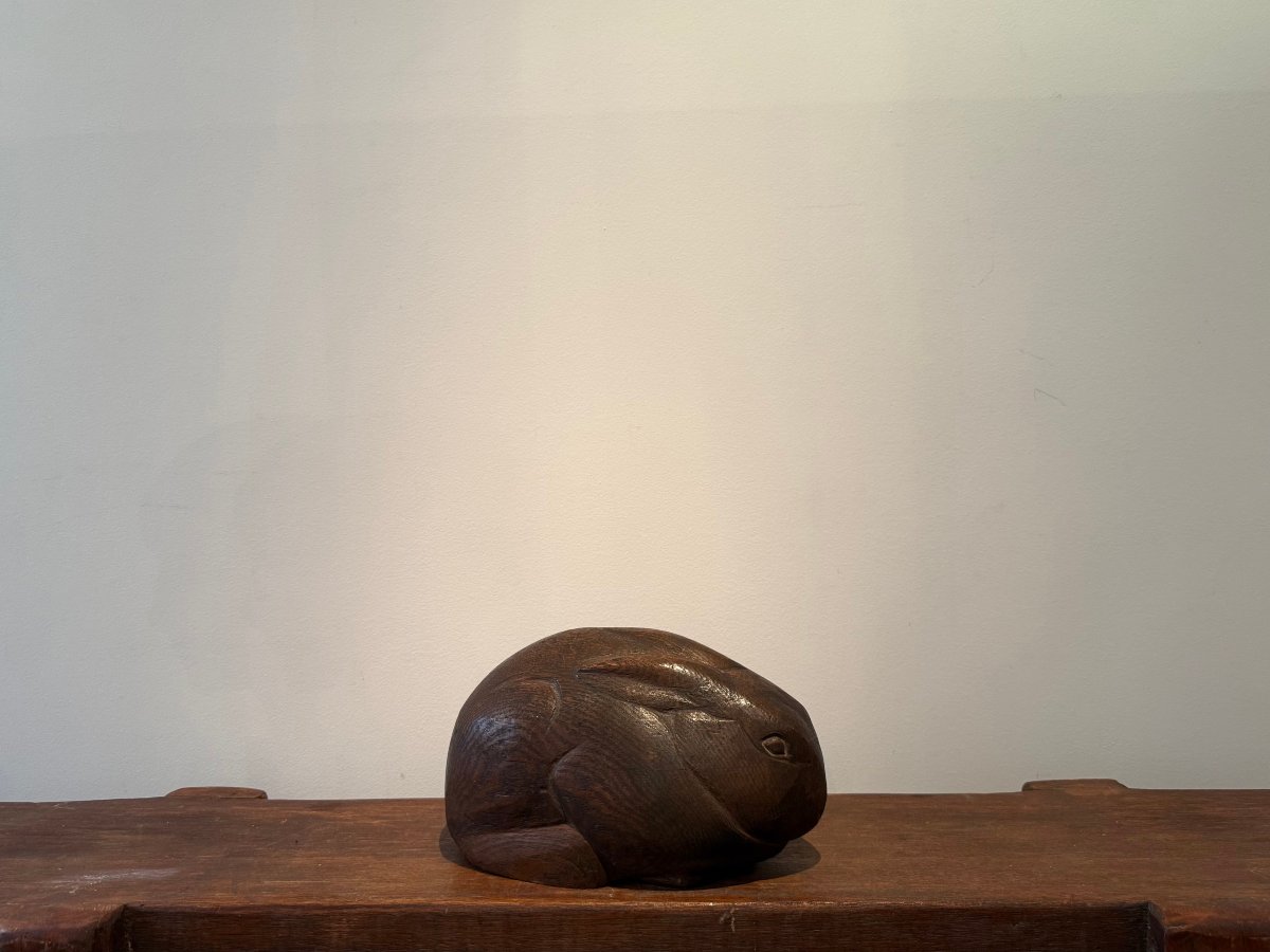 Un grand lapin, sculpture en taille directe de Charles Régnier vers 1930-photo-2