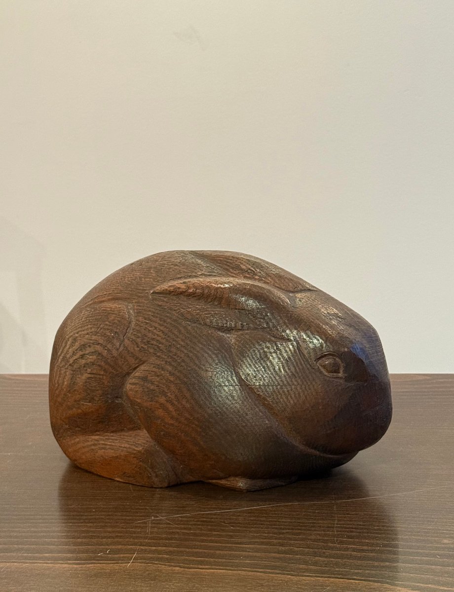 Un grand lapin, sculpture en taille directe de Charles Régnier vers 1930-photo-4