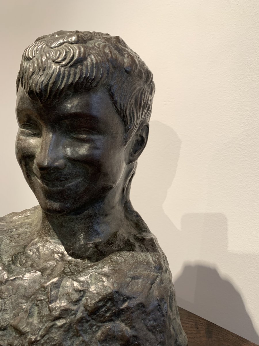 Le Faune Riant Sculpture En Bronze Par André Abbal -photo-4
