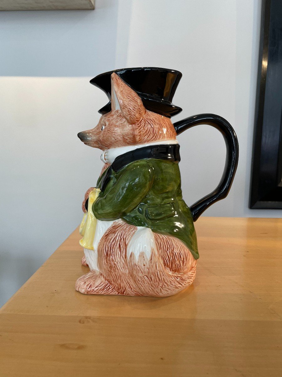 Ceramic Pitcher Representing A Fox In Hunting Outfit-photo-2