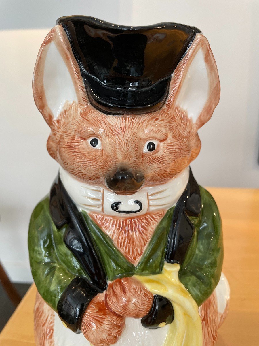 Ceramic Pitcher Representing A Fox In Hunting Outfit-photo-1