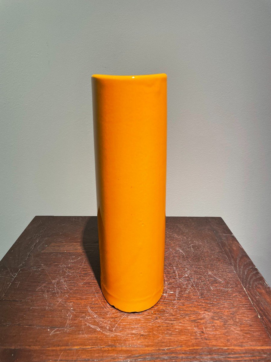Yellow Ceramic Vase Italy 1960s-photo-2