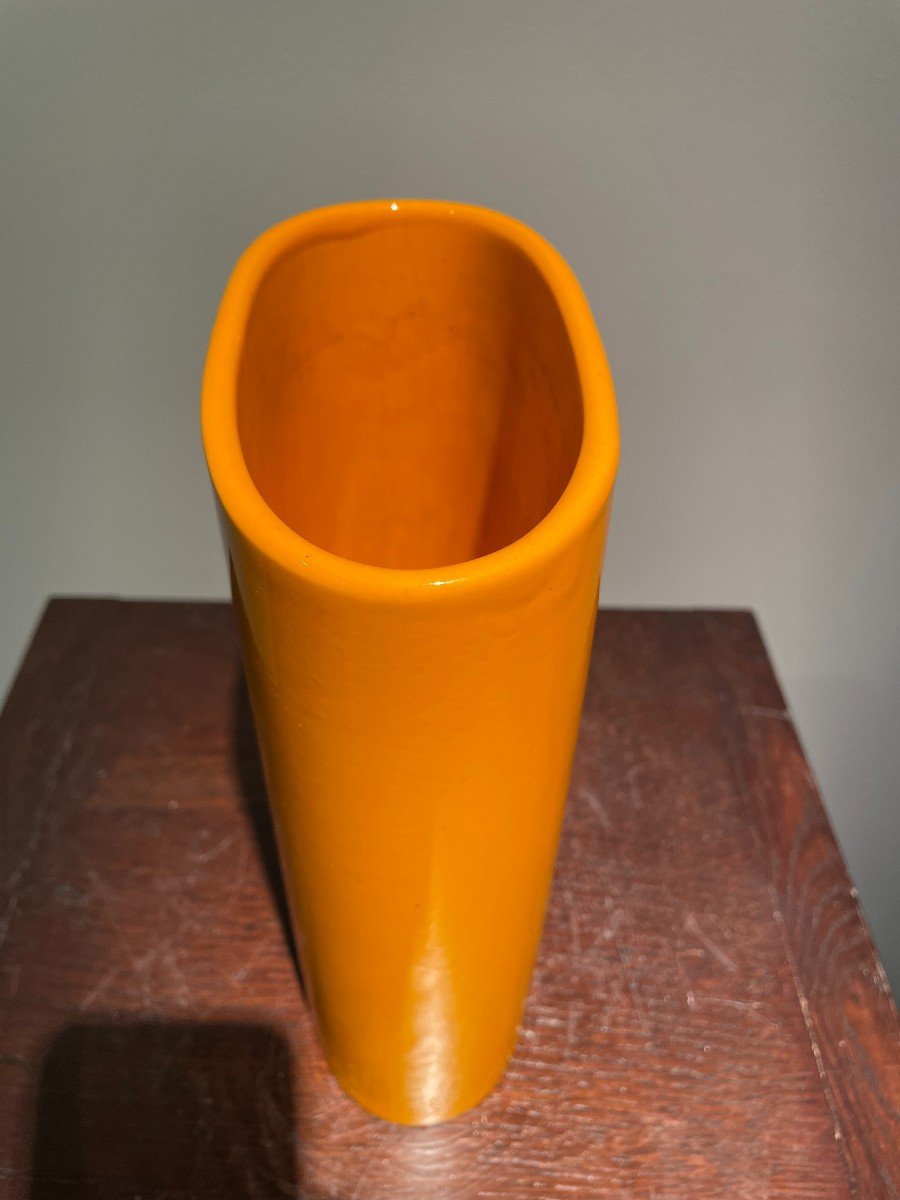 Yellow Ceramic Vase Italy 1960s-photo-3
