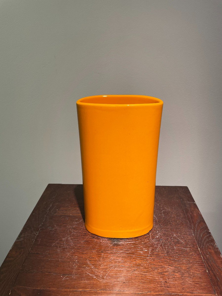 Yellow Ceramic Vase Italy 1960s-photo-2