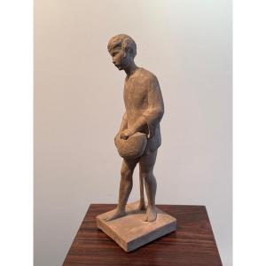 Original Terracotta Sculpture By G. Privat, Circa 1950